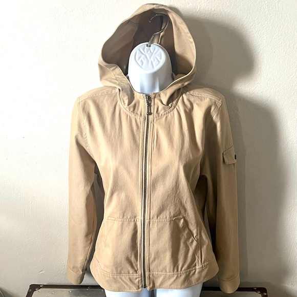 Christopher & Banks Jackets & Blazers - Christopher & Banks Tan Light Weight Hooded Full Zip Jacket X Size : Small